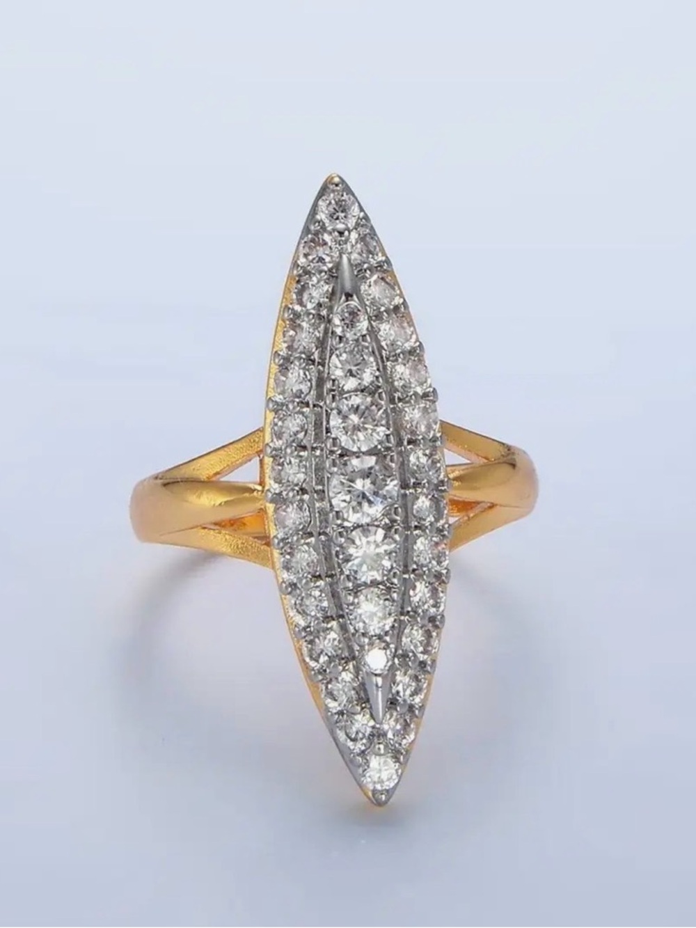 24K Gold Filled Sphere Micro Paved
Cz Solitaire Mixed Metal Ring